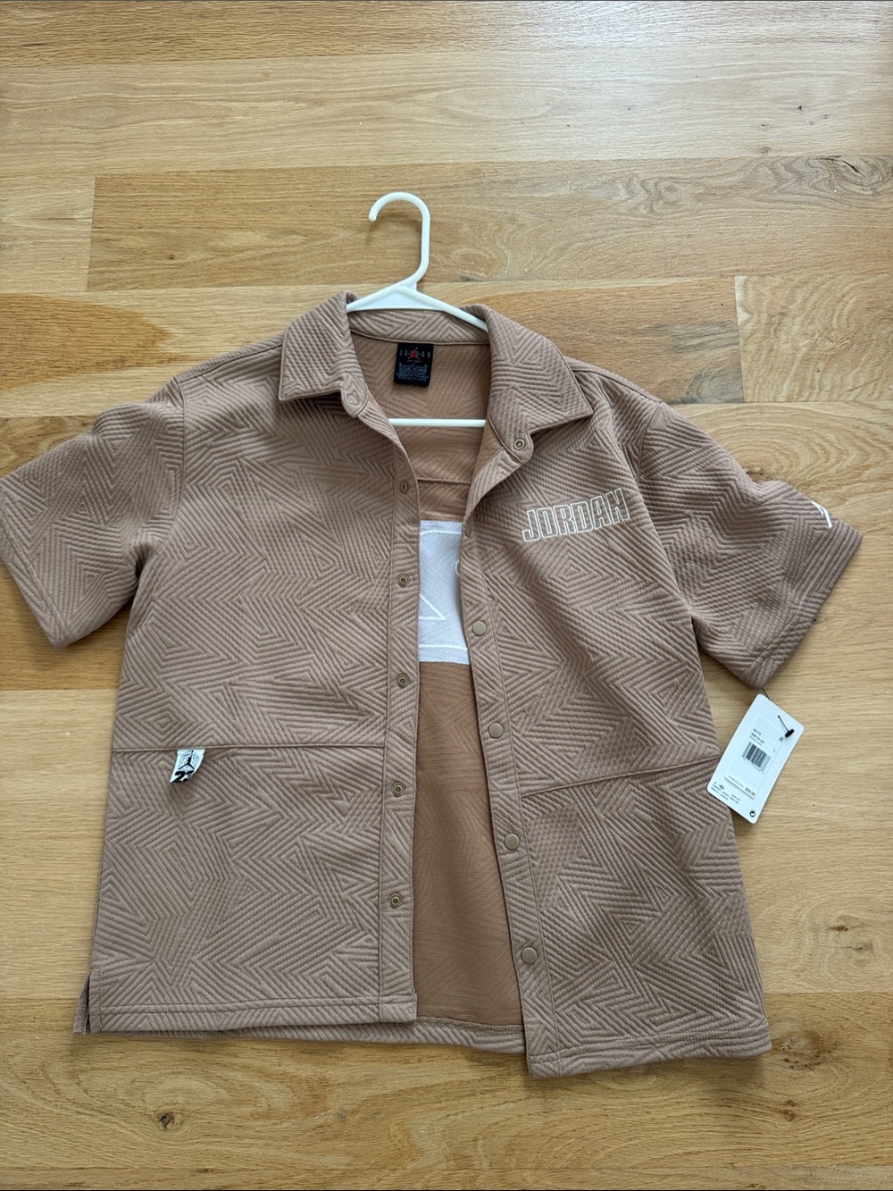 Jordan Taupe Geometric Short-Sleeve Button Jacket